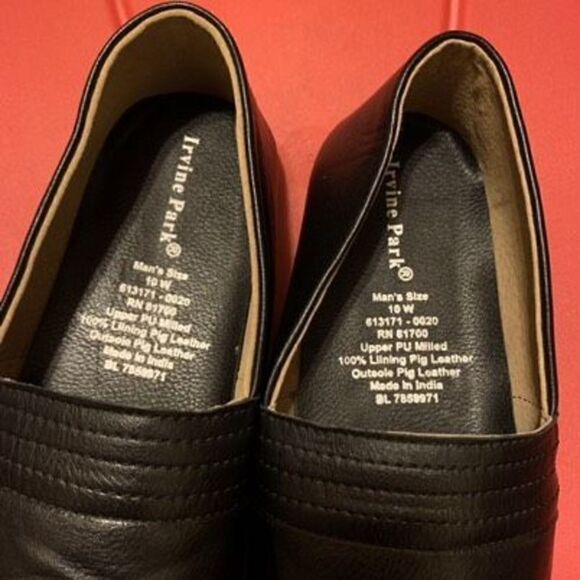Irvine Park Size Men’s 10W Black Pig Leather Shoes Slippers main image 7